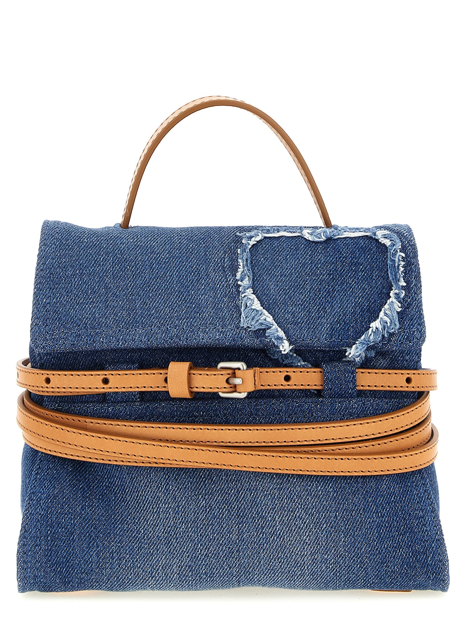 Handbag by Moschino for women in calf leather & cotton blue features a exquisite silhouette, showcasing a secure buckle & button and exquisite with versatile shoulder-strap, adjustable-strap & handle for a exquisite finish.