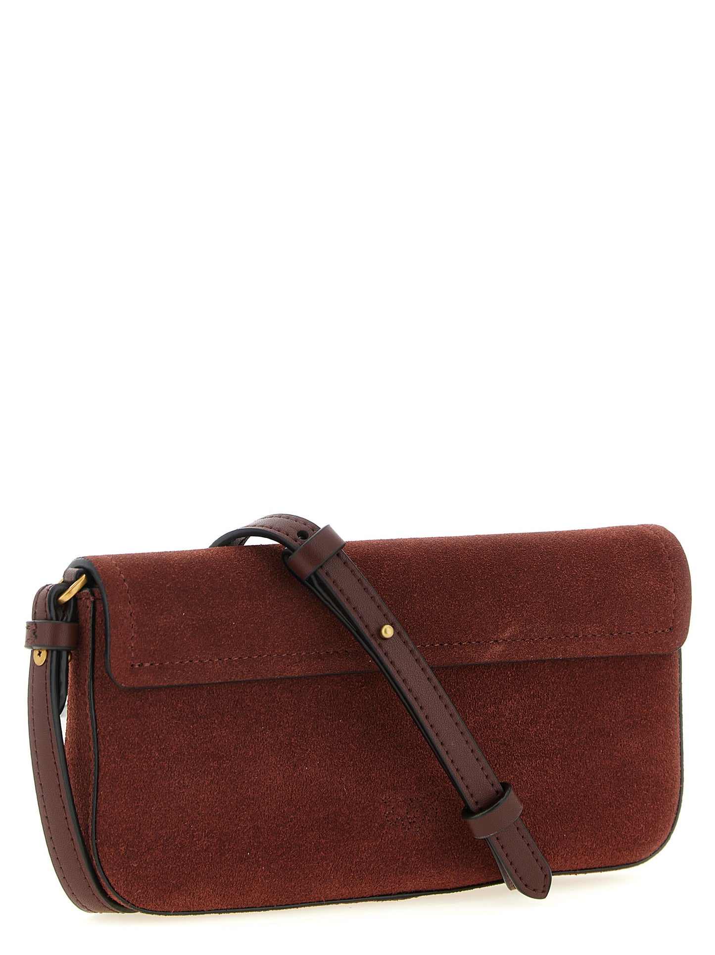 Medium Shoulder Saddle Bag by PINKO for women in cotton & leather bordeaux features an effortlessly chic silhouette with a secure flap & magnetic, ample , and versatile shoulder-strap & detachable-strap for effortlessly chic everyday luxury.