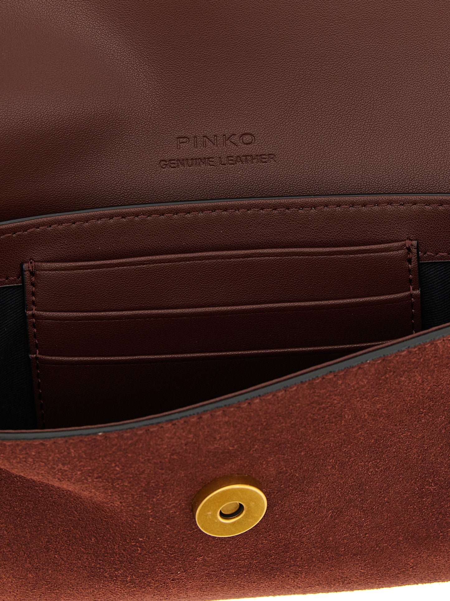 Medium Shoulder Saddle Bag by PINKO for women in cotton & leather bordeaux features an effortlessly chic silhouette with a secure flap & magnetic, ample , and versatile shoulder-strap & detachable-strap for effortlessly chic everyday luxury.