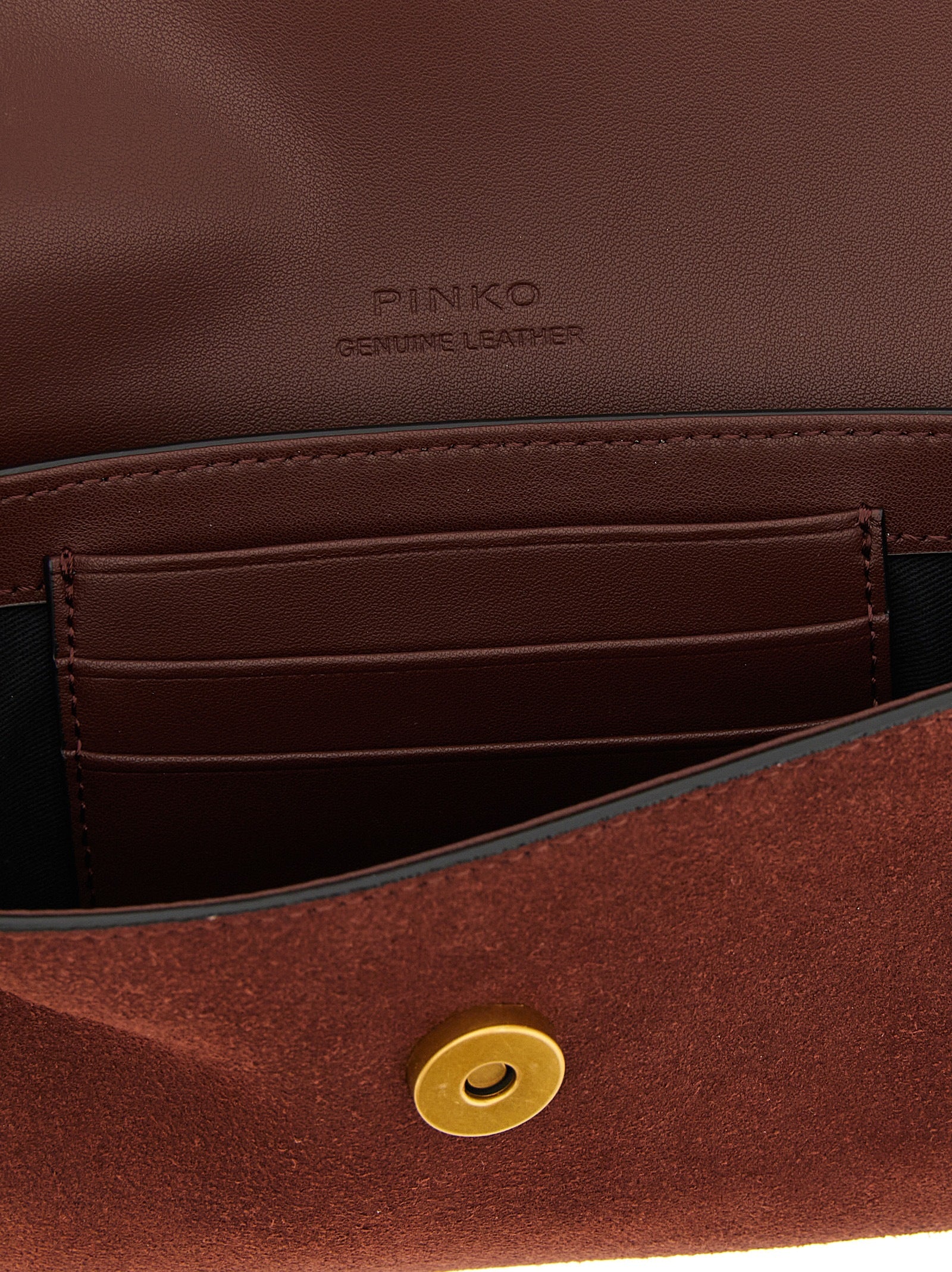 Medium Shoulder Saddle Bag by PINKO for women in cotton & leather bordeaux features an effortlessly chic silhouette with a secure flap & magnetic, ample , and versatile shoulder-strap & detachable-strap for effortlessly chic everyday luxury.