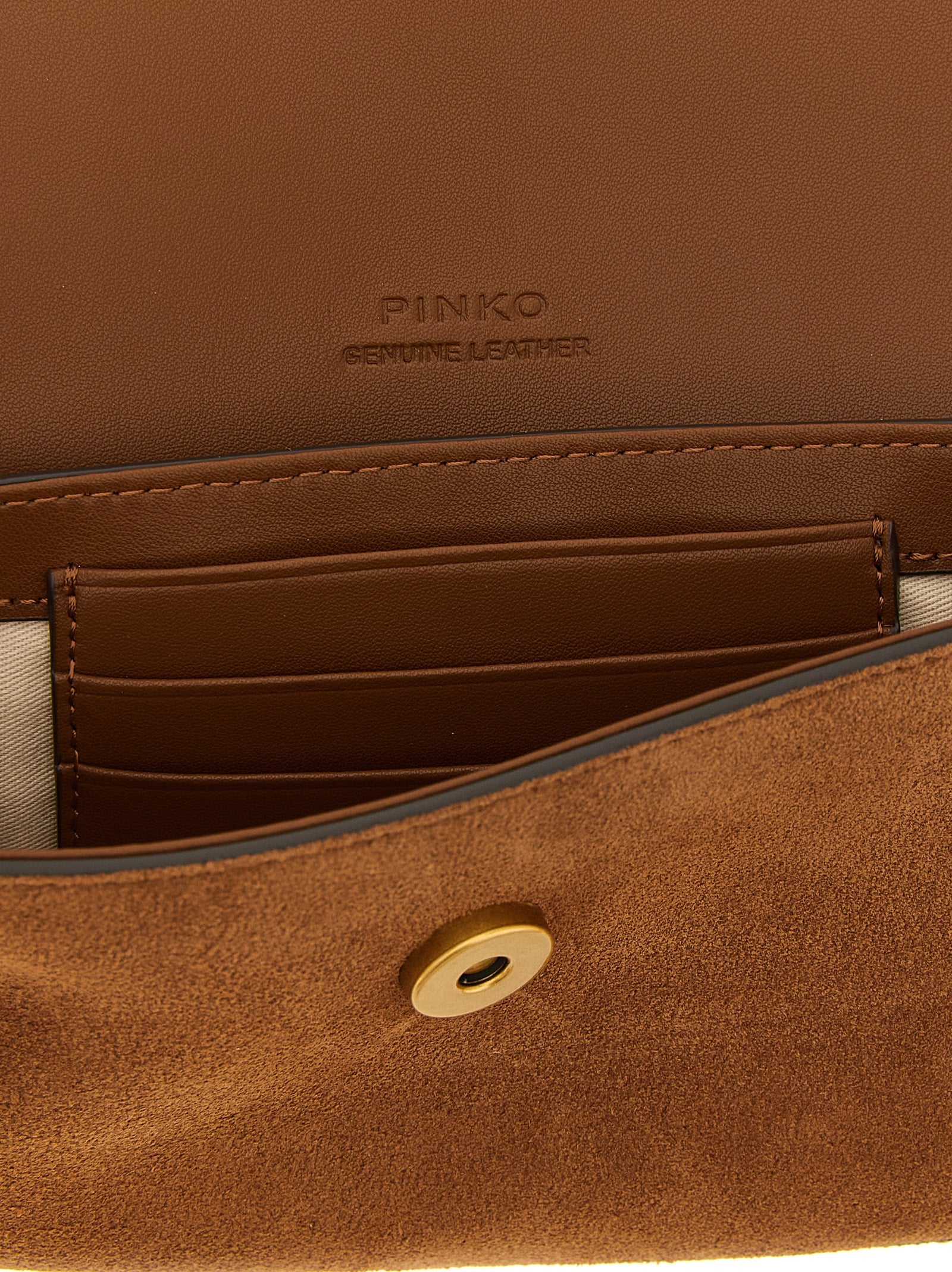 Medium Shoulder Saddle Bag by PINKO for women in cotton & leather brown features a effortless sophistication silhouette, secured by a flap & magnetic with ample and versatile shoulder-strap for a effortless sophistication finish.