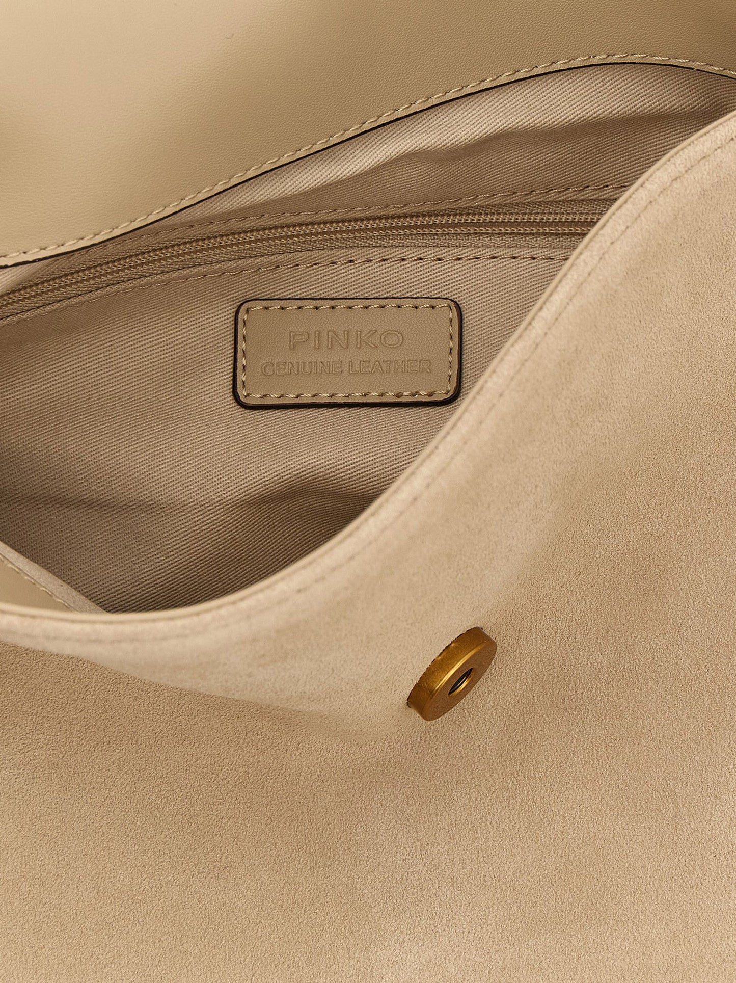 Shoulder Saddle Bag by PINKO for women in faux leather & cotton beige features a effortless chic silhouette with a secure flap & magnetic, ample , and versatile shoulder-strap & adjustable-strap for a effortless chic finish.