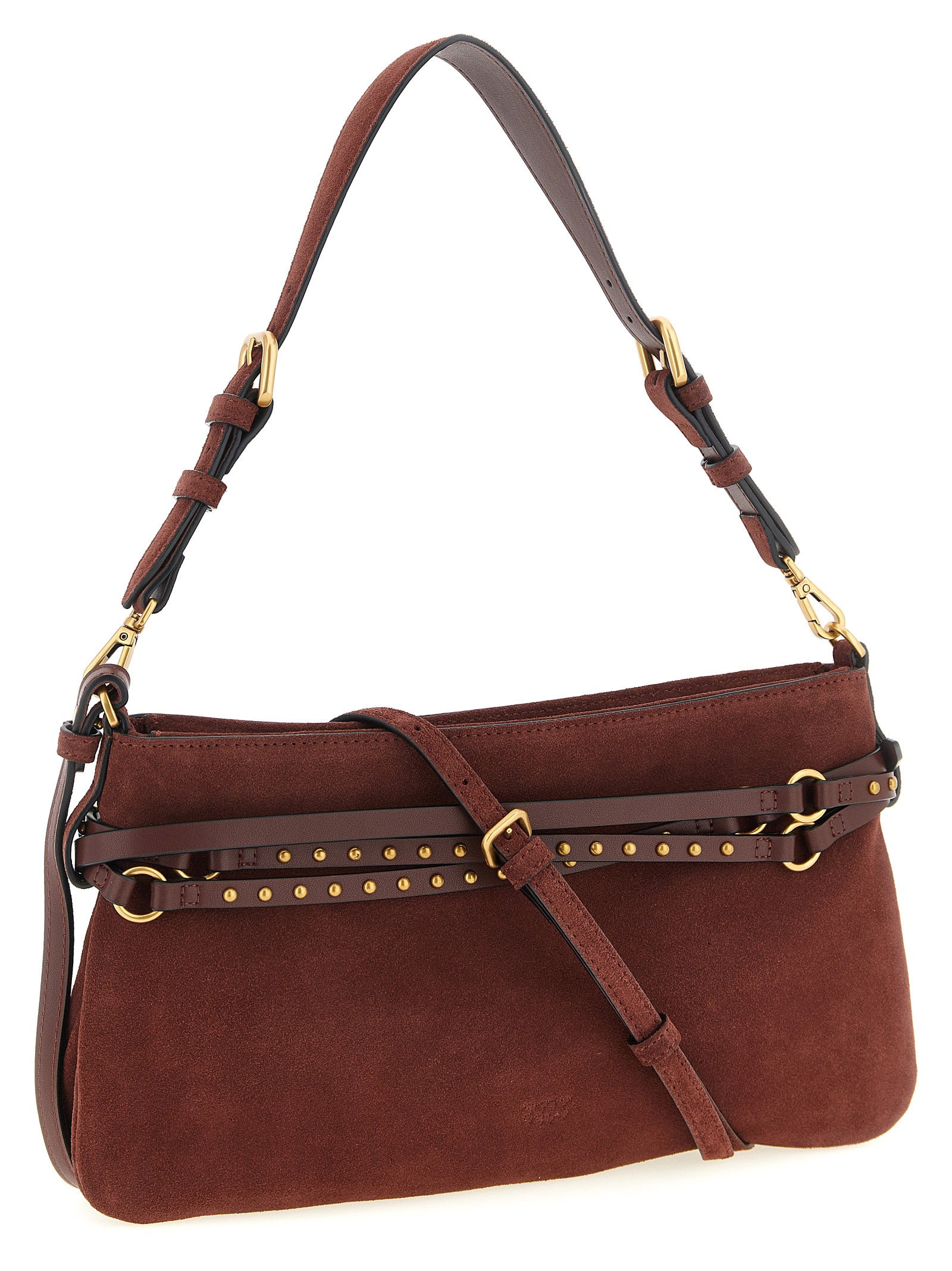 Medium Shoulder Bag by PINKO for women in leather & metal bordeaux features a effortless sophistication silhouette, secured by a zipper & buckle with ample and versatile shoulder-strap, adjustable-strap & belt-strap for a effortless sophistication finish.