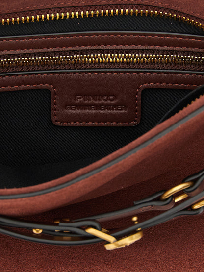 Mini Shoulder Bag by PINKO for women in lamb leather bordeaux features a effortless chic silhouette with a secure zipper & buckle, ample , and versatile shoulder-strap, adjustable-strap, belt-strap & handle for a effortless chic finish.