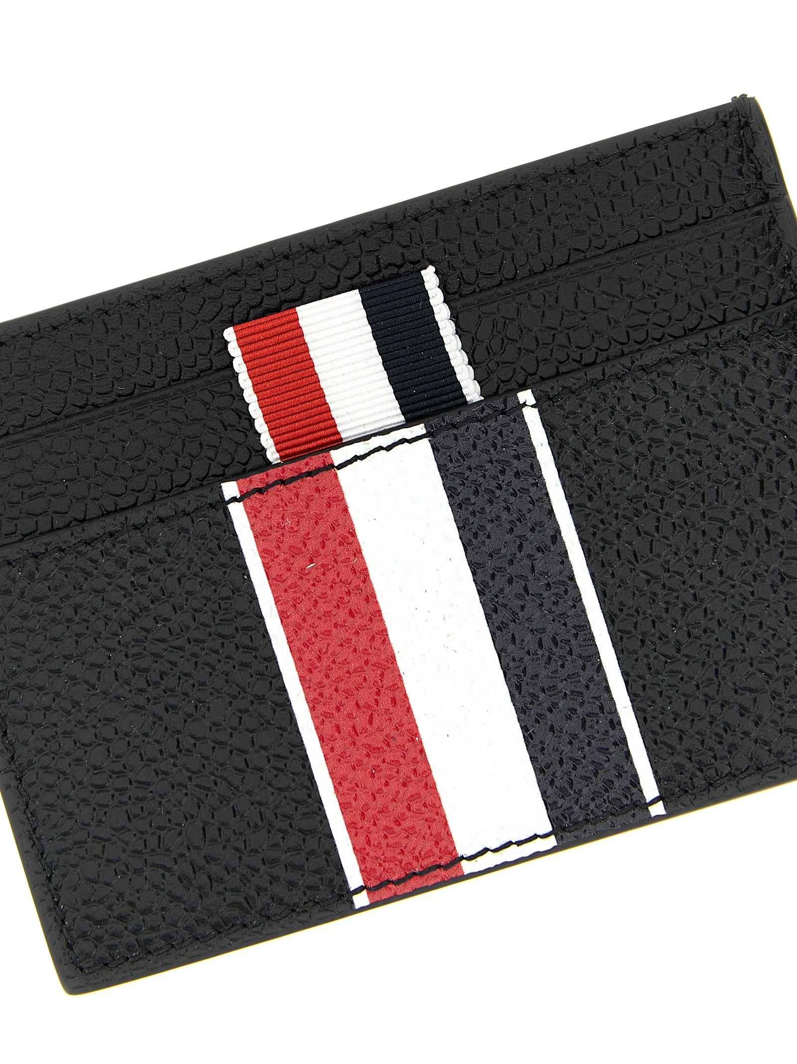 Cardholder Card Case by Thom Browne for men in calfskin leather black, signature & print features a polished Calfskin Leather Cardholder Card Case design with polished card-organization.