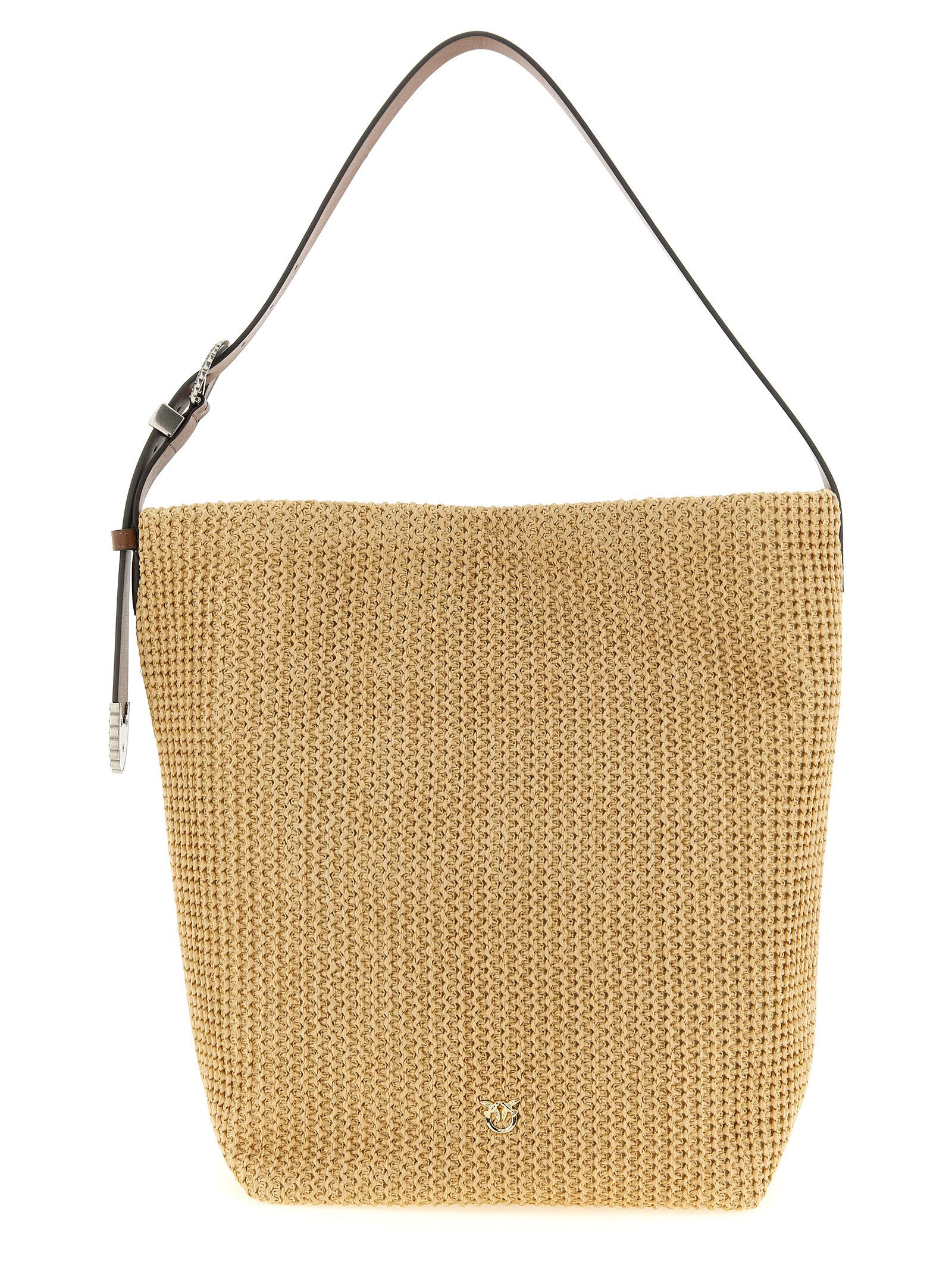 Shoulder Bucket Bag by PINKO for women in bos taurus calf suede leather beige features a effortless chic silhouette with a secure buckle, ample , and versatile shoulder-strap & adjustable-strap for a effortless chic finish.