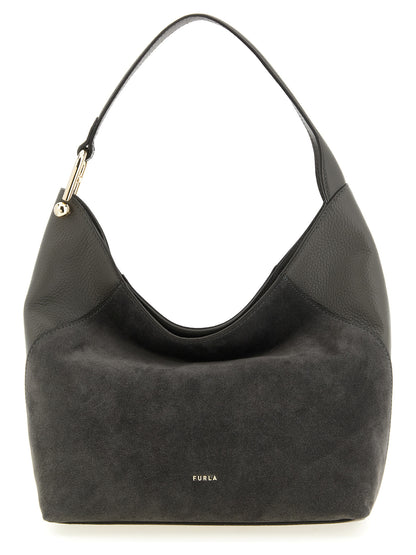 Medium Shoulder Bag by Furla for women in calfskin leather gray features a effortless sophistication silhouette, secured by a magnetic with ample and versatile shoulder-strap & handle for a effortless sophistication finish.