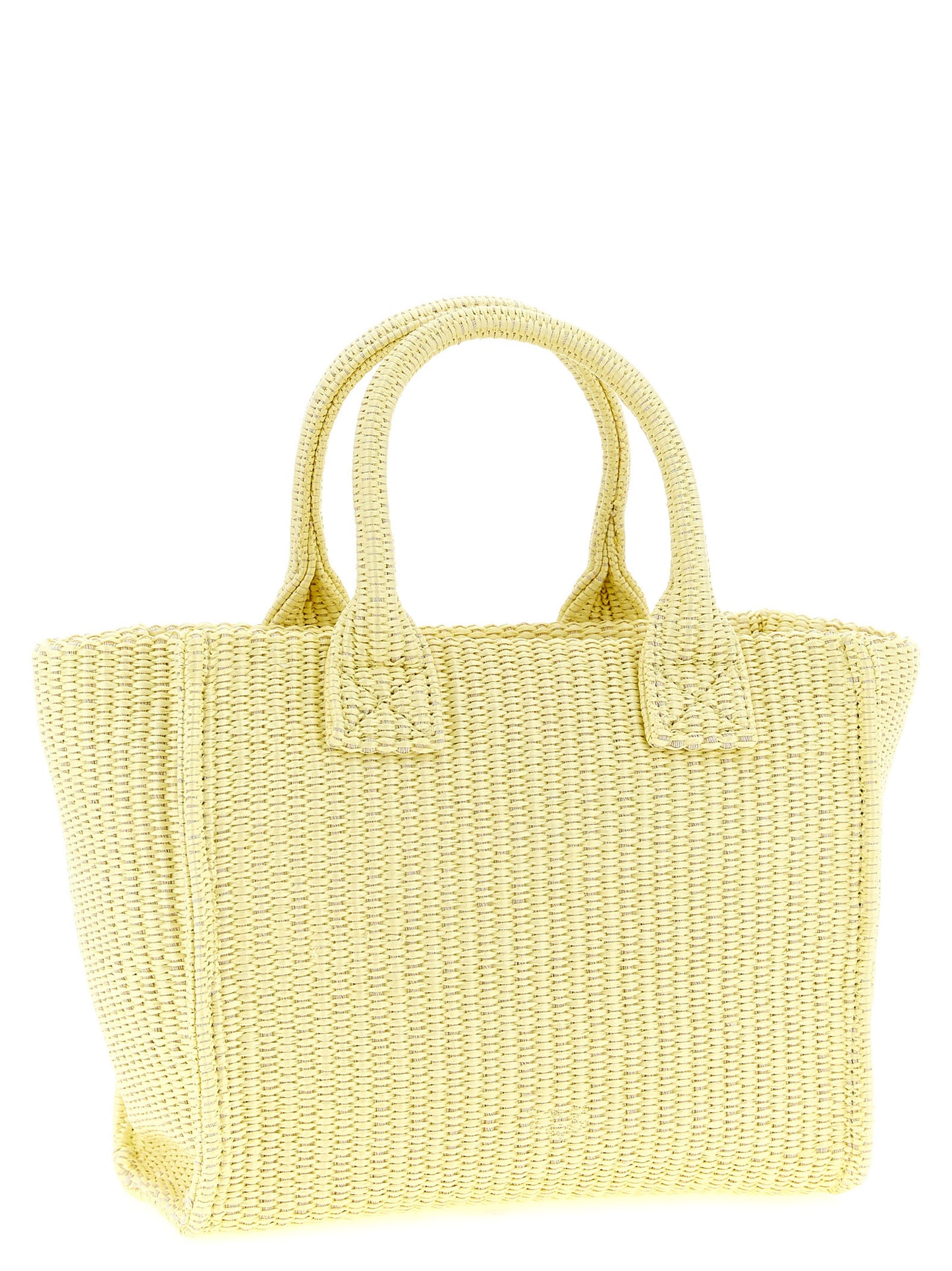 Mini Beach Shopper Tote Bag by PINKO for women in polyester polyurethane & polyethylene bicolour & yellow features an jet-set-ready silhouette, showcasing the Love Birds Polyester Polyurethane & Polyethylene Mini Beach Shopper Tote Bag design with a secure zipper, ample , and versatile handle.