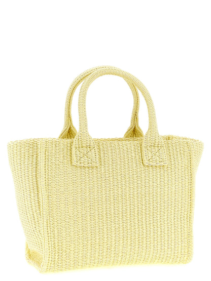 Mini Beach Shopper Tote Bag by PINKO for women in polyester polyurethane & polyethylene bicolour & yellow features an jet-set-ready silhouette, showcasing the Love Birds Polyester Polyurethane & Polyethylene Mini Beach Shopper Tote Bag design with a secure zipper, ample , and versatile handle.