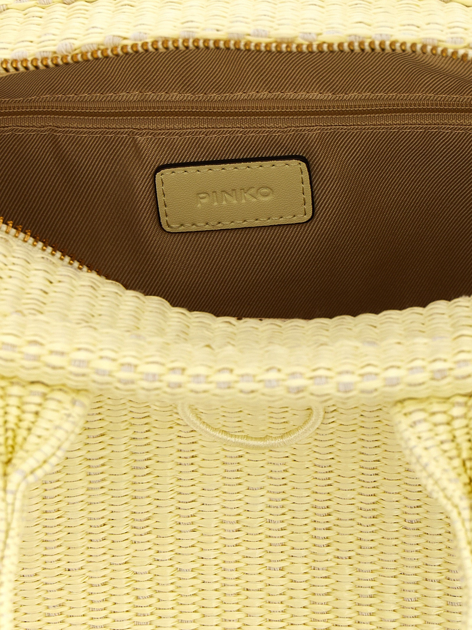 Mini Beach Shopper Tote Bag by PINKO for women in polyester polyurethane & polyethylene bicolour & yellow features an jet-setting Love Birds Polyester Polyurethane & Polyethylene Mini Beach Shopper Tote Bag design with a secure zipper, jet-setting , and versatile handle for a jet-setting look.