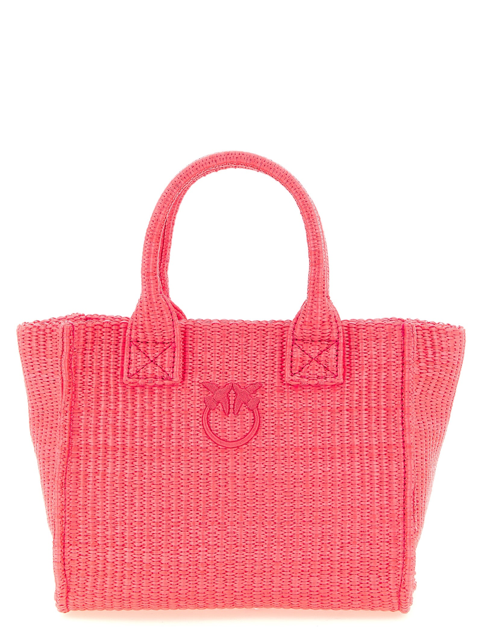 Mini Beach Shopper Tote Bag by PINKO for women in polyester polyurethane & polyethylene fuchsia features a jet-set sophisticated Love Birds Polyester Polyurethane & Polyethylene Mini Beach Shopper Tote Bag design with a secure zipper, ample , and versatile handle for a jet-set sophisticated finish.