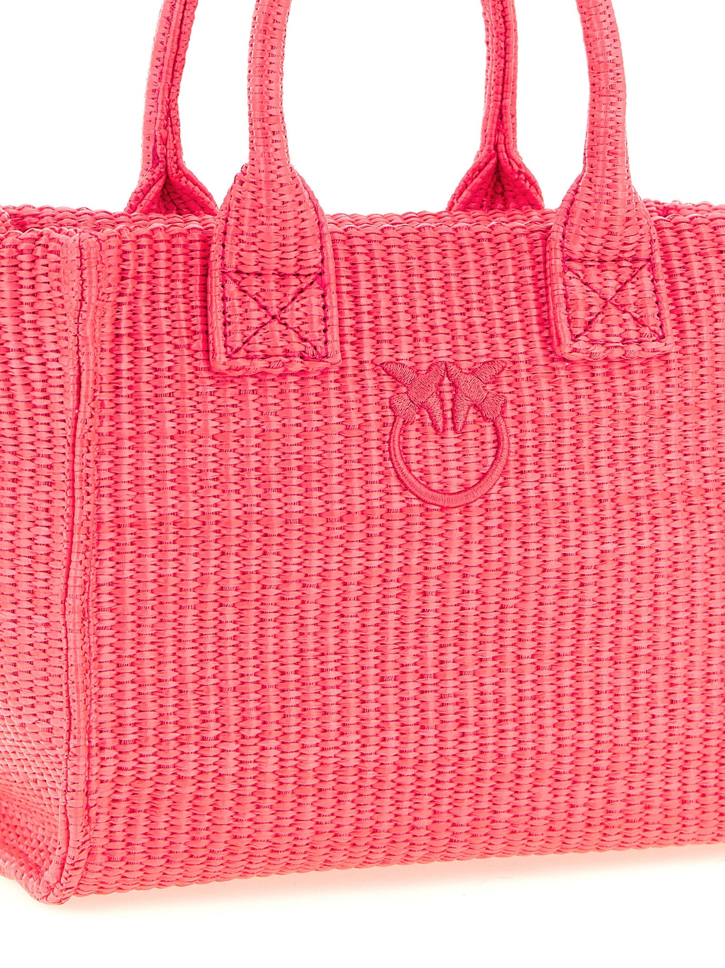 Mini Beach Shopper Tote Bag by PINKO for women in polyester polyurethane & polyethylene fuchsia features an jet-setting Love Birds Polyester Polyurethane & Polyethylene Mini Beach Shopper Tote Bag design with a secure zipper, jet-setting , and versatile handle for a jet-setting look.