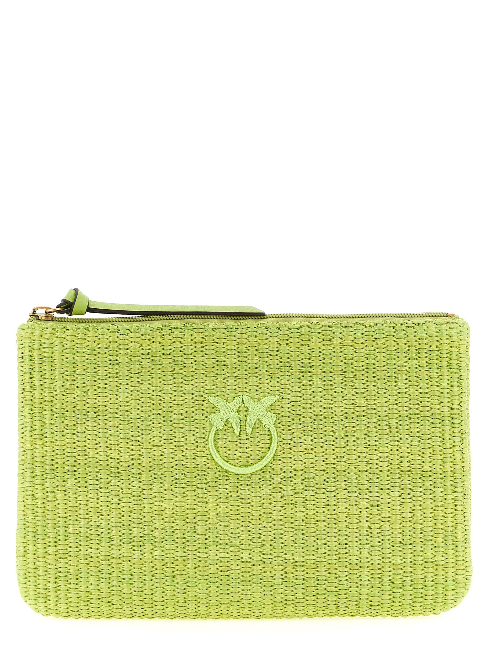 Clutch Handbag by PINKO for women in cotton polyester bicolour & green features a architectural silhouette, showcasing a secure zipper, ample , and versatile for a architectural finish.
