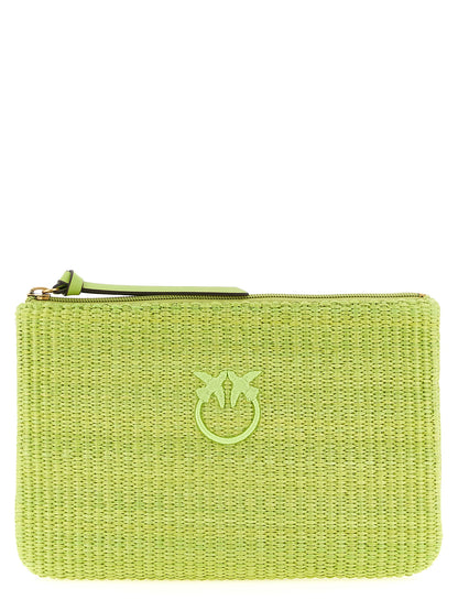 Clutch Handbag by PINKO for women in cotton polyester bicolour & green features a architectural silhouette, showcasing a secure zipper, ample , and versatile for a architectural finish.