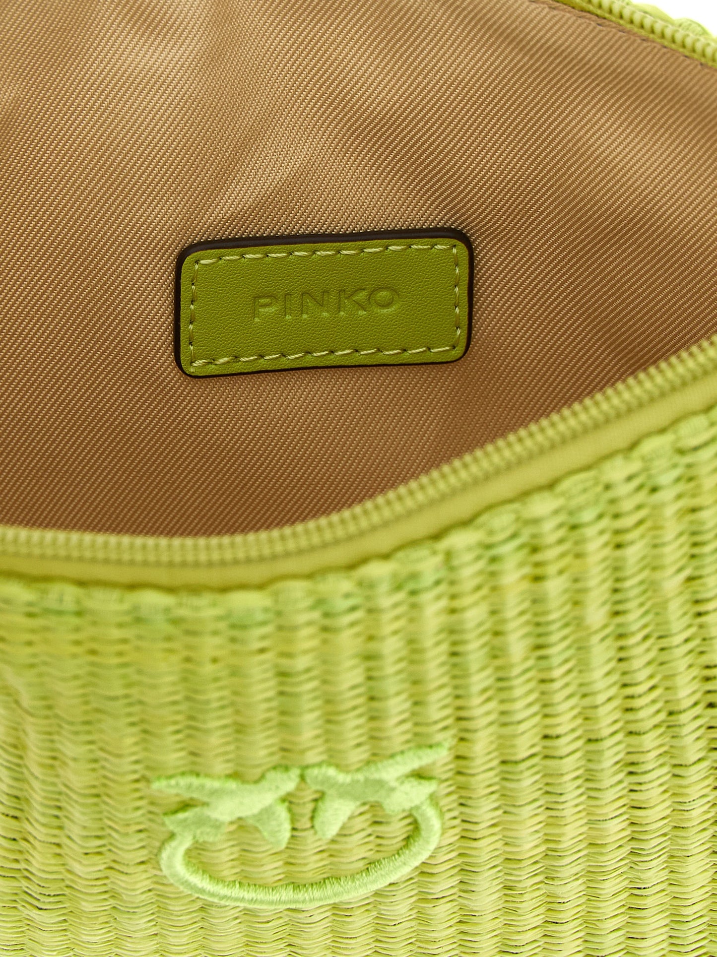 Clutch Handbag by PINKO for women in cotton polyester bicolour & green features an sculptural silhouette, showcasing a secure zipper and sculptural with versatile for a sophisticated look.