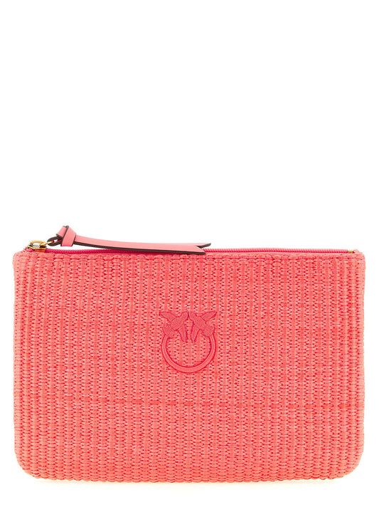 Clutch Handbag by PINKO for women in cotton polyester fuchsia features a architectural silhouette, showcasing a secure zipper, ample , and versatile for a architectural finish.