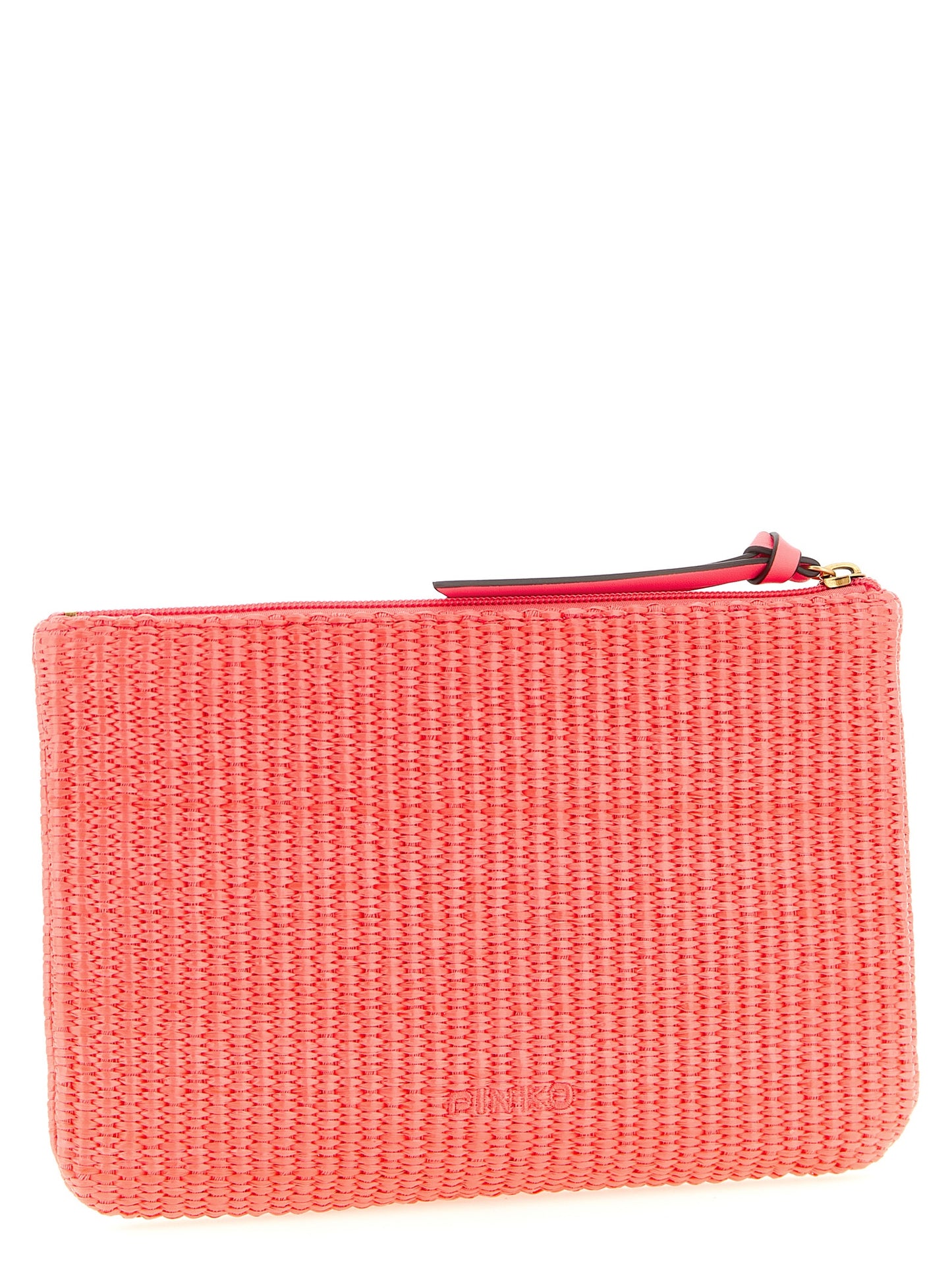 Clutch Handbag by PINKO for women in cotton polyester fuchsia features an sculptural silhouette, showcasing a secure zipper and sculptural with versatile for a sophisticated look.