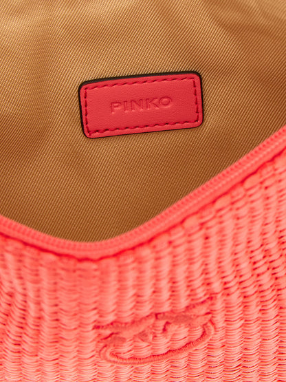 Clutch Handbag by PINKO for women in cotton polyester fuchsia features a statuesque silhouette, showcasing a secure zipper and organized with versatile for statuesque evening wear.