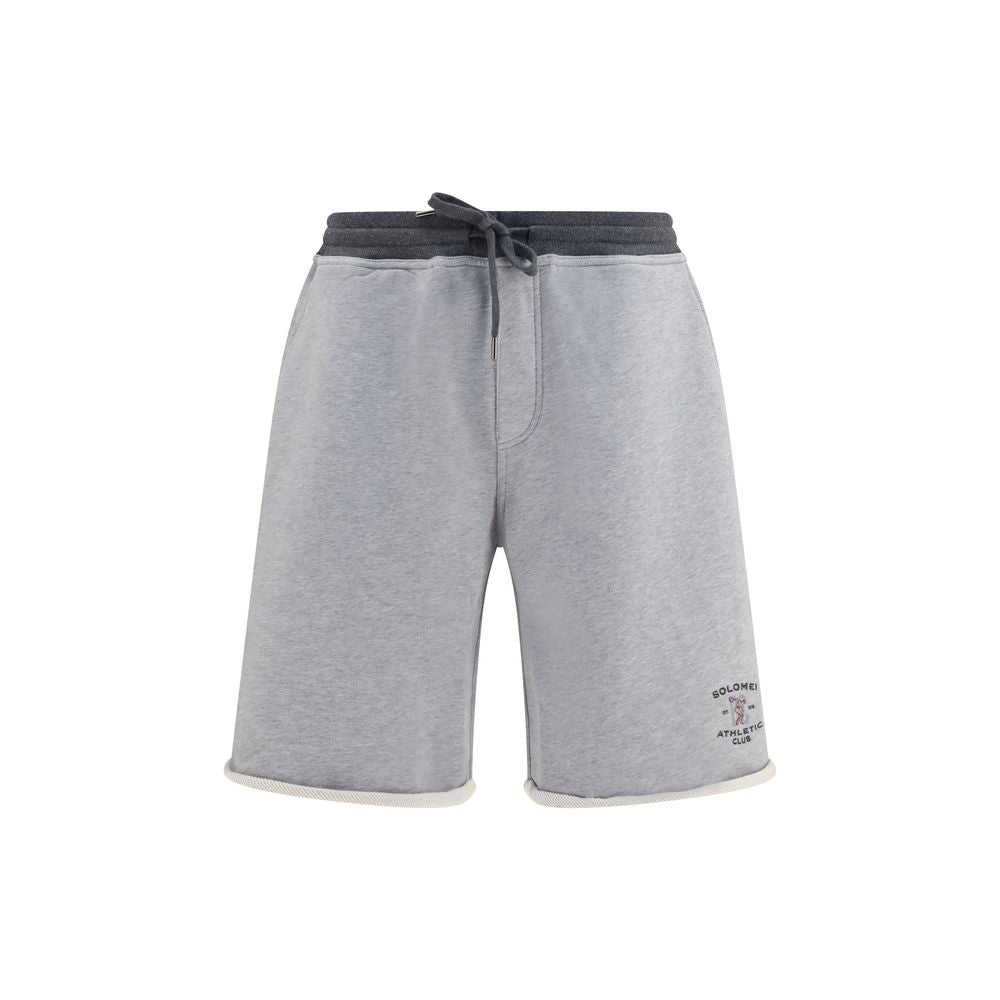 Bermuda Shorts by Brunello Cucinelli for men in cotton gray & signature features a sartorial silhouette, showcasing a sartorial athletic & regular-fit and short with a sophisticated for a sartorial look.
