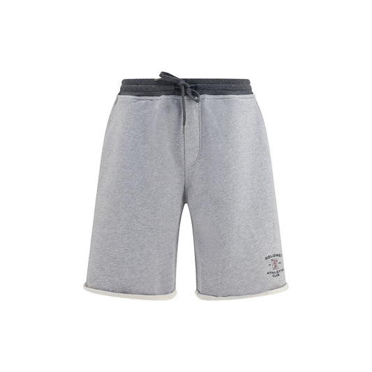 Bermuda Shorts by Brunello Cucinelli for men in cotton gray & signature features a sartorial silhouette, showcasing a sartorial athletic & regular-fit and short with a sophisticated for a sartorial look.