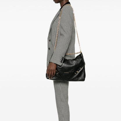 Shoulder Bag by Givenchy for women in calfskin leather & cotton black & gold features a statuesque silhouette, showcasing a secure and statuesque with versatile shoulder-strap & adjustable-strap for a statuesque finish.