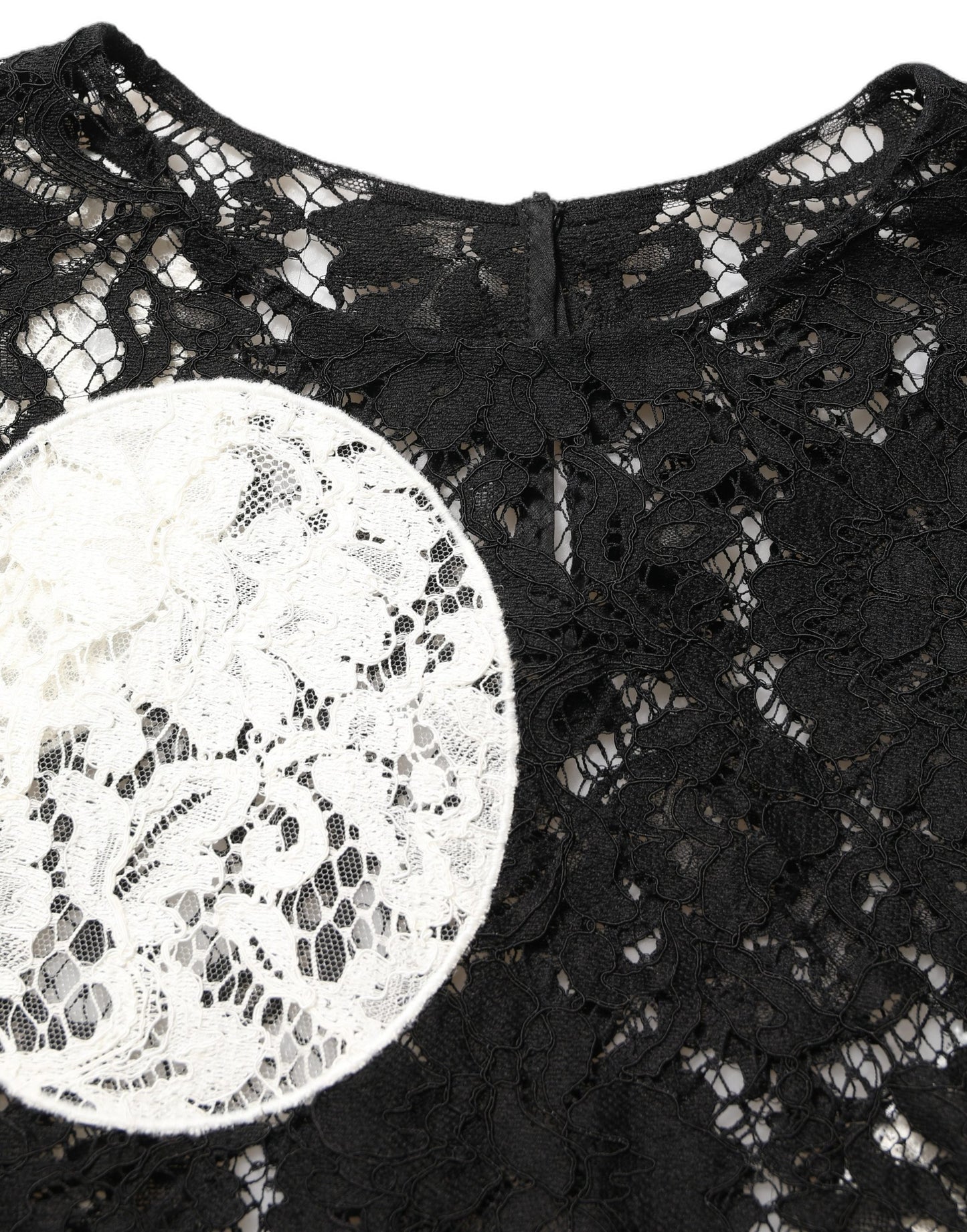 Dolce & Gabbana Black White Floral Lace Short Sleeve Blouse Top