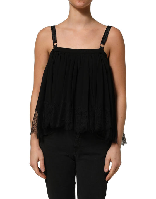 Dolce & Gabbana Women's Sleeveless Lace & Silk Tunic - Black Floral