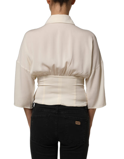 Dolce & Gabbana Women's Long-Sleeve; Short-Sleeve Silk Blouse - Ivory White