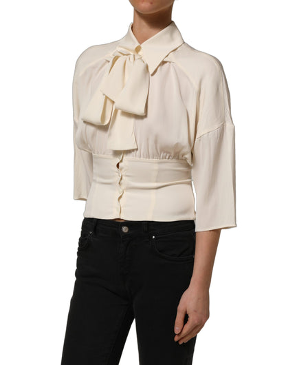 Dolce & Gabbana Women's Long-Sleeve; Short-Sleeve Silk Blouse - Ivory White