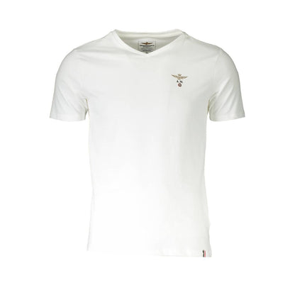 Aeronautica Militare Men's Short-Sleeve V Neck Stretch Cotton Top - White