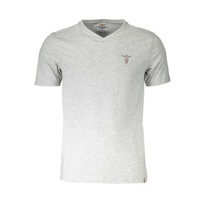 T-Shirt by Aeronautica Militare for men in stretch cotton gray features a plush silhouette, showcasing a sophisticated v-neck neckline and for a truly plush finish.