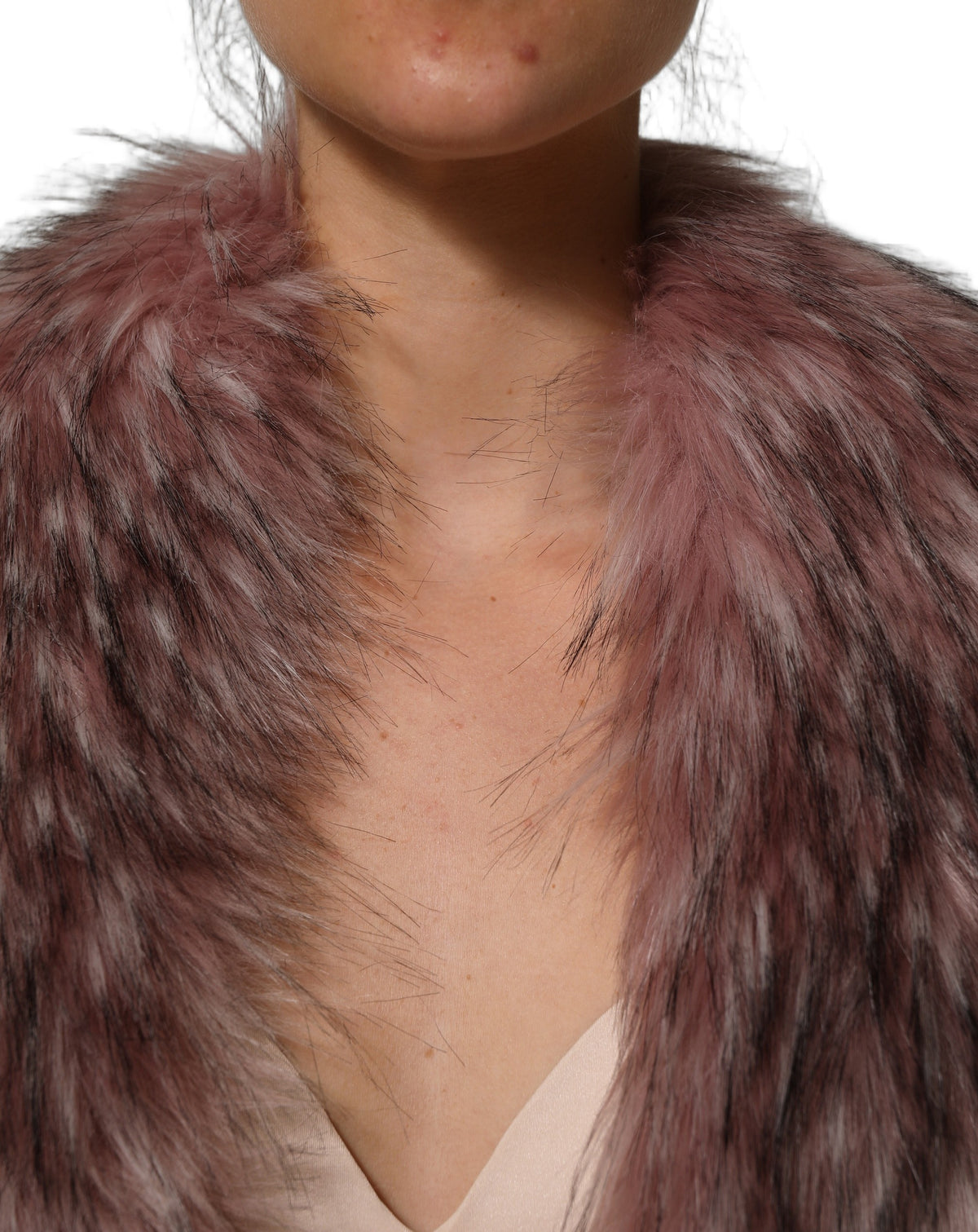 Dolce & Gabbana Women's Sleeveless Acrylic Polyester & Faux Fur Blouse - Pink