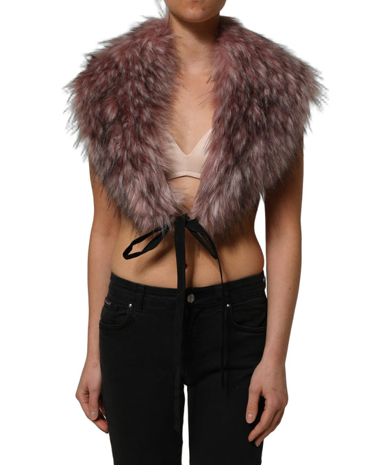 Dolce & Gabbana Women's Sleeveless Acrylic Polyester & Faux Fur Blouse - Pink