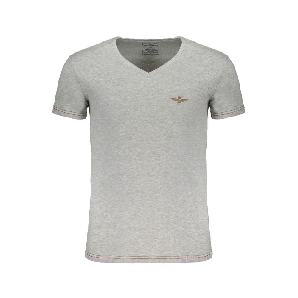 T-Shirt by Aeronautica Militare for men in stretch cotton brown, gray & print features an on trend silhouette, perfectly showcasing a on trend and v-neck neckline for an elevated aesthetic.