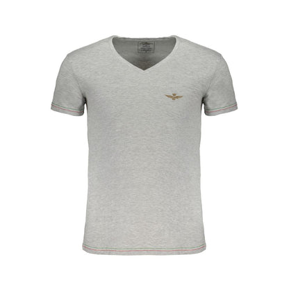 T-Shirt by Aeronautica Militare for men in stretch cotton brown, gray & print features an on trend silhouette, perfectly showcasing a on trend and v-neck neckline for an elevated aesthetic.