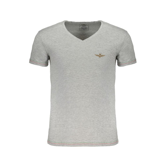 T-Shirt by Aeronautica Militare for men in stretch cotton brown, gray & print features an on trend silhouette, perfectly showcasing a on trend and v-neck neckline for an elevated aesthetic.
