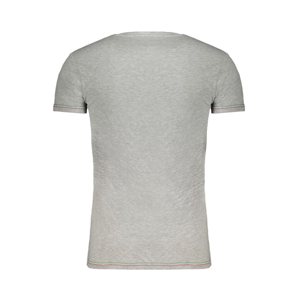 T-Shirt by Aeronautica Militare for men in stretch cotton brown, gray & print showcases a fashionable silhouette, elegantly detailed with a fashionable and v-neck neckline for a sophisticated, high-fashion look.