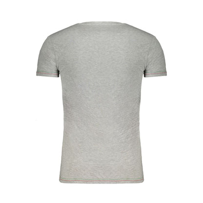 T-Shirt by Aeronautica Militare for men in stretch cotton brown, gray & print showcases a fashionable silhouette, elegantly detailed with a fashionable and v-neck neckline for a sophisticated, high-fashion look.