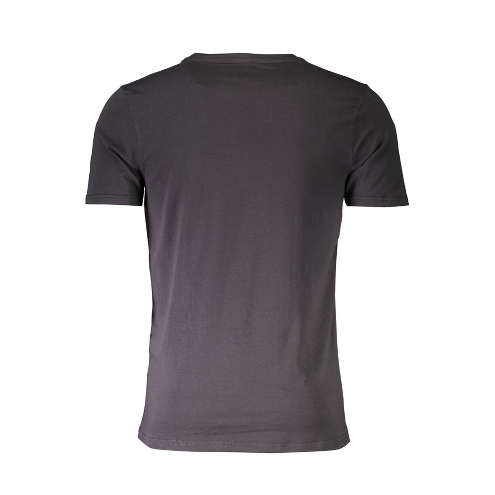 Activewear T-Shirt by Aeronautica Militare for men in stretch cotton black features a dynamic silhouette with and v-neck neckline enhanced by functional .