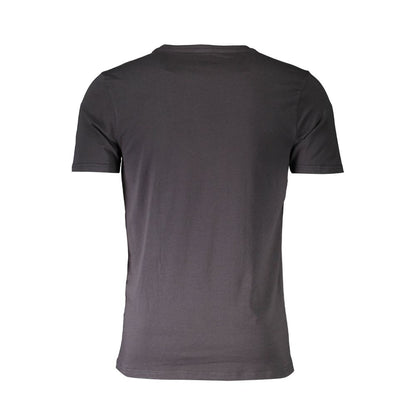 Activewear T-Shirt by Aeronautica Militare for men in stretch cotton black features a dynamic silhouette with and v-neck neckline enhanced by functional .