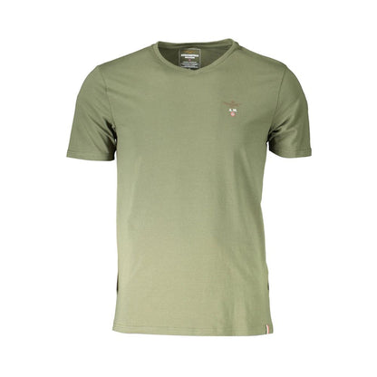 Activewear T-Shirt by Aeronautica Militare for men in stretch cotton green features an athletic silhouette with short-sleeve sleeves and a v-neck neckline neckline, enhanced by high-performance .