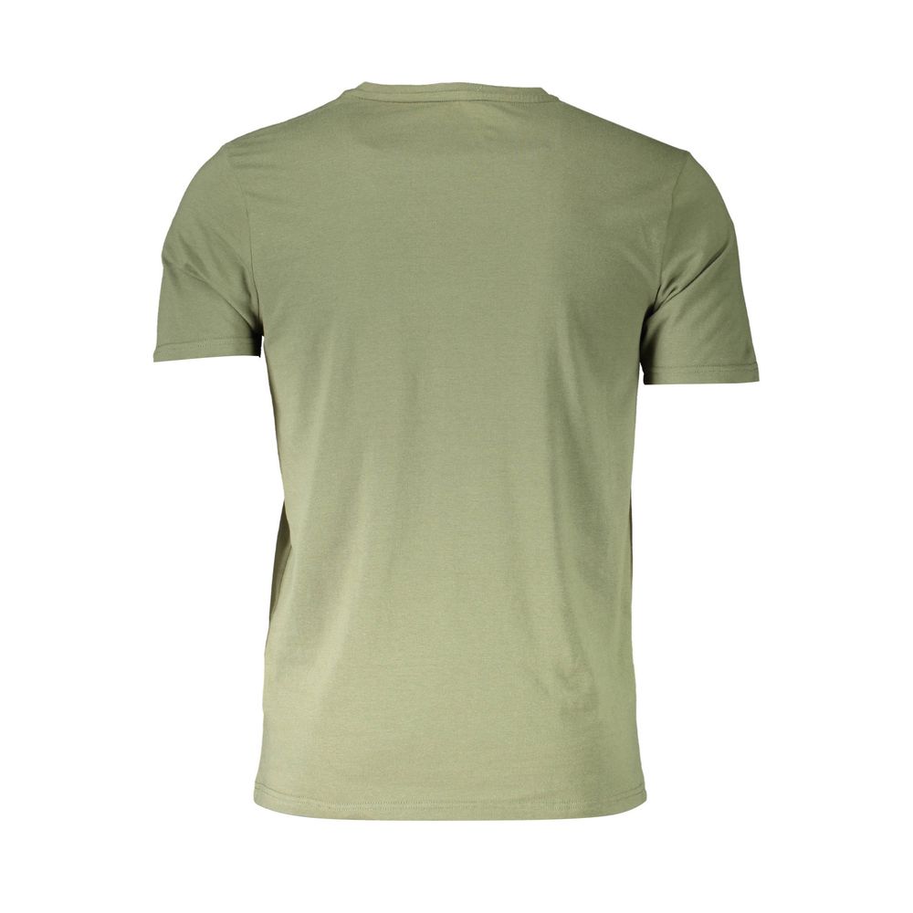 Activewear T-Shirt by Aeronautica Militare for men in stretch cotton green features a dynamic silhouette with and v-neck neckline enhanced by functional .