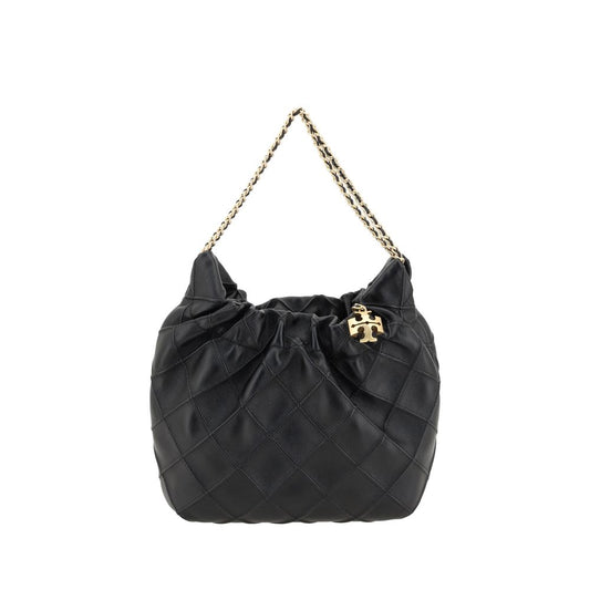 Mini Shoulder Hobo Handbag by Tory Burch for women in bos taurus calf leather black & plaid features a exquisite silhouette, showcasing a secure magnetic & button and exquisite single-compartment with versatile shoulder-strap & handle for a exquisite finish.