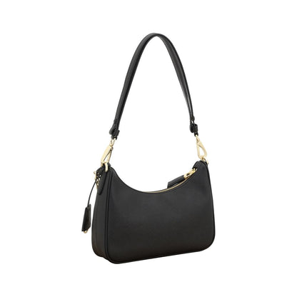 Shoulder Bag by Prada for women in bos taurus saffiano calf leather & plexiglass black presents a versatile silhouette, showcasing a secure zipper and versatile with versatile shoulder-strap for a sophisticated look.