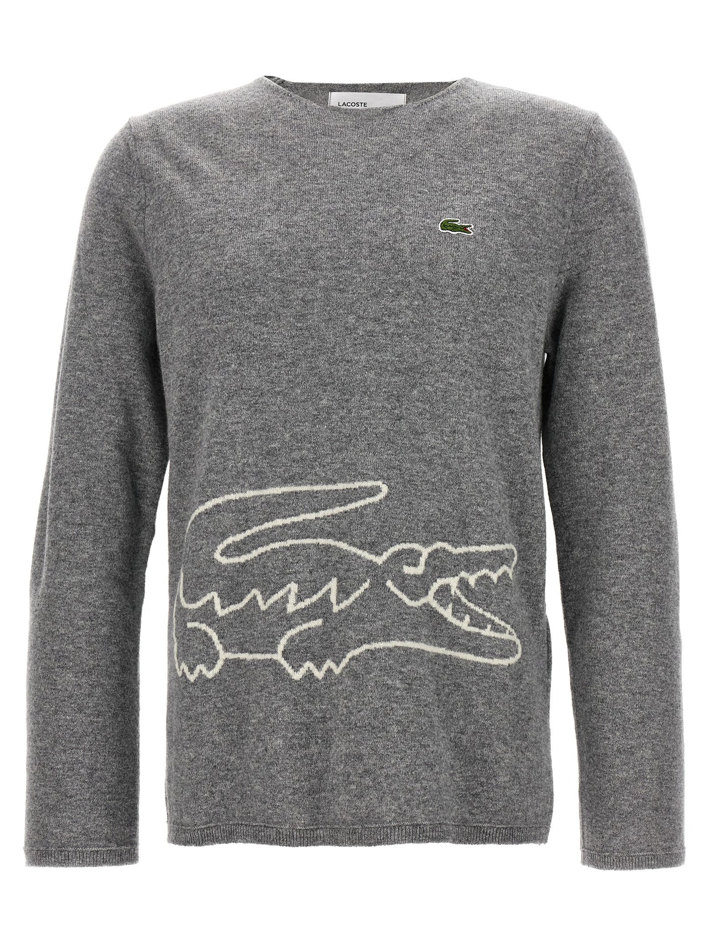 Cardigan by Comme Des Garçons for men in wool gray features a dramatic silhouette, showcasing a sophisticated and dramatic detail for a timeless, premium look.