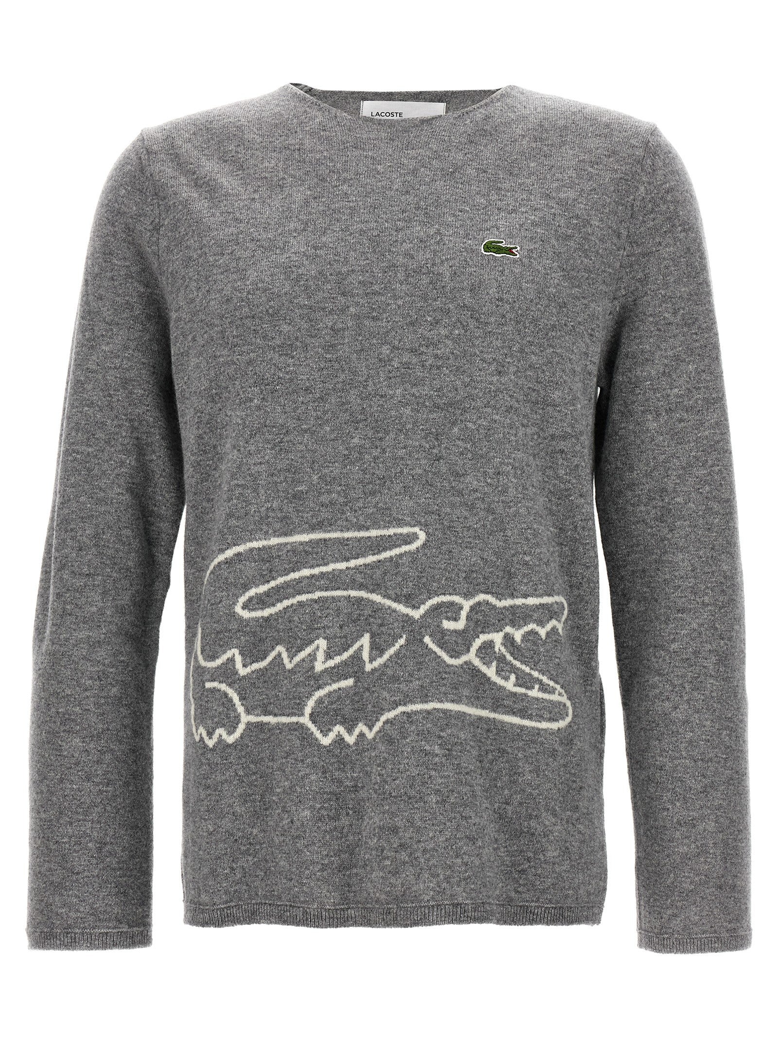 Cardigan by Comme Des Garçons for men in wool gray features a dramatic silhouette, showcasing a sophisticated and dramatic detail for a timeless, premium look.