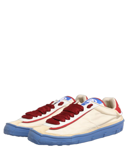 Dolce & Gabbana Men's Low Top Calf Leather Nylon & Acrylic Sneakers - Blue Multicolor Red White