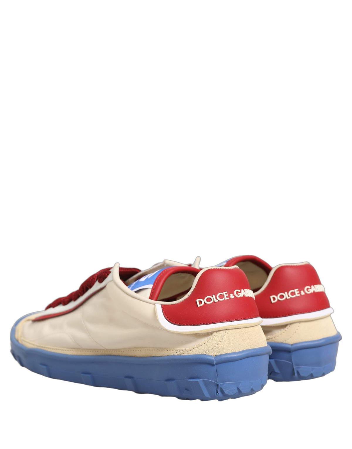 Dolce & Gabbana Men's Low Top Calf Leather Nylon & Acrylic Sneakers - Blue Multicolor Red White