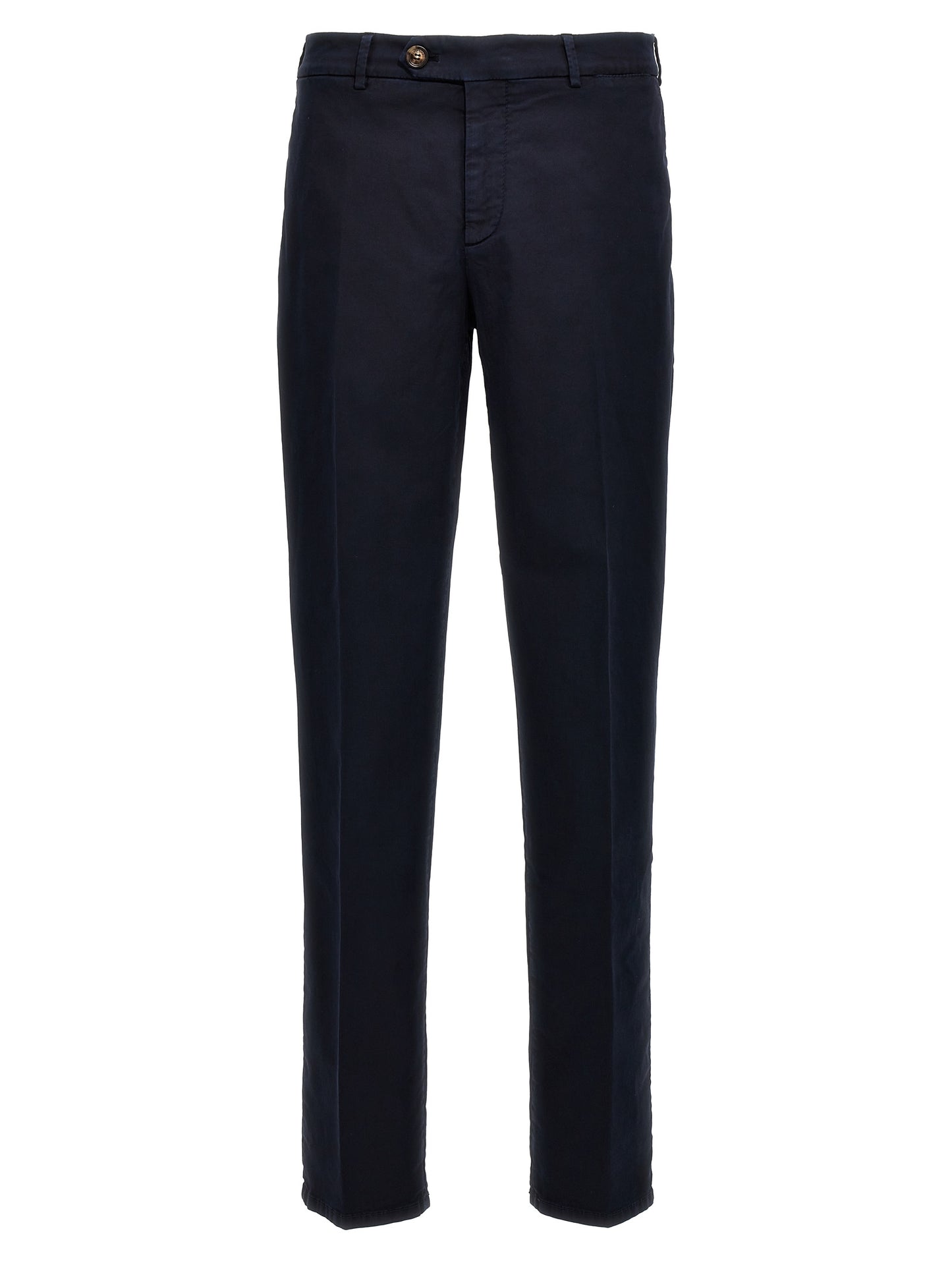 Casual Pants by Brunello Cucinelli for men in stretch cotton blue features an sartorial and long with a cut for a sartorial finish.