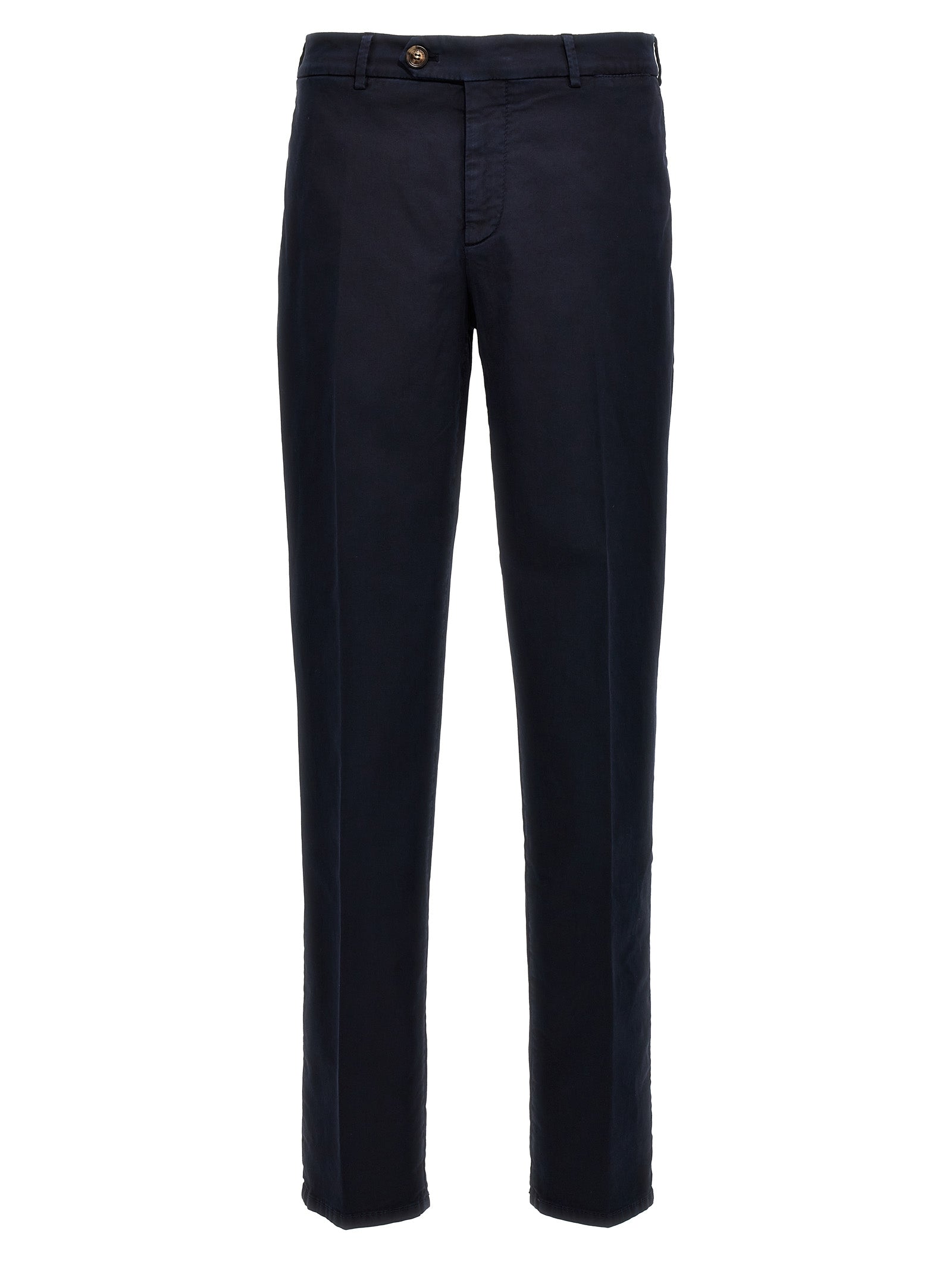 Casual Pants by Brunello Cucinelli for men in stretch cotton blue features an sartorial and long with a cut for a sartorial finish.